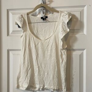 Paige Giulia linen top with cotton eyelet sleeves, size large